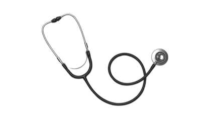 Classic Black Stethoscope Medical Tool Isolated on a Transparent Background for Healthcare Design