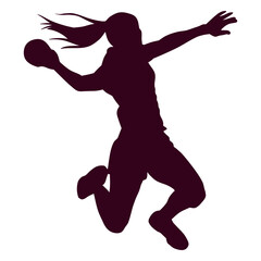 Jumping girl handball player people silhouette © Vexels