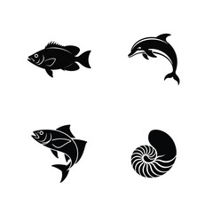 Obraz premium Sea Animal Vector Silhouette Bundle