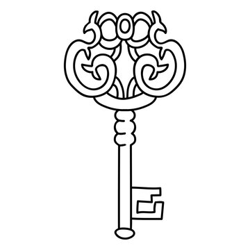 Hand drawn branch ornate key stroke