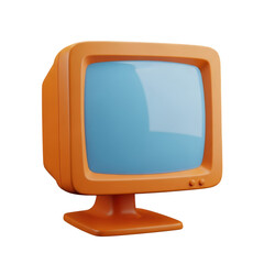Retro television set isolated on transparent background