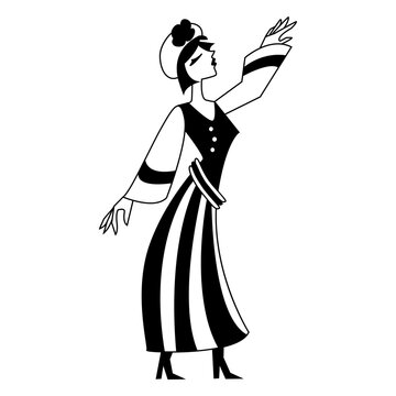 Art deco woman standing monocolor character