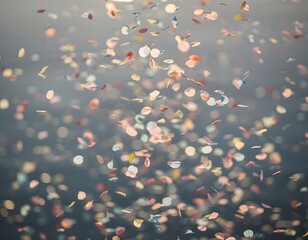 Floating Confetti in Soft Air with Gentle Depth Focus Illustration Creating a Light, Festive, and Dreamlike Atmosphere