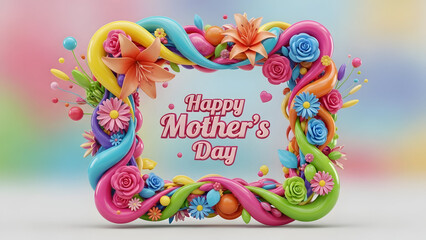 Colorful plasticine frame with happy mothers day text for a festive celebration