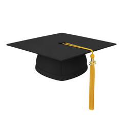 Graduation cap with tassel isolated on transparent background