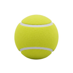 Bright yellow tennis ball isolated on transparent background