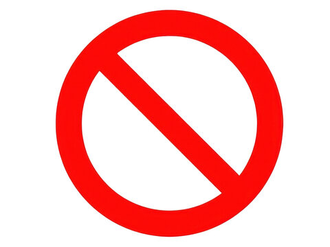 Red circle with diagonal line isolated on transparent background