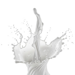 Dynamic milk splash isolated on transparent background