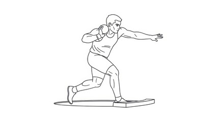 Obraz premium Athlete Shot Put Throwing Line Art