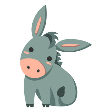 Cute donkey semi-flat