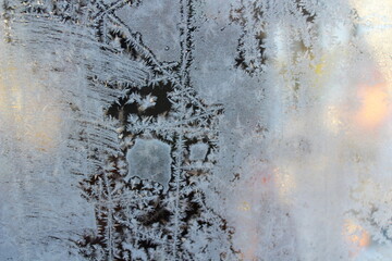 Frost patterns on frozen window glass
