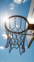 Outdoor Basketball Hoop with Chain Net.