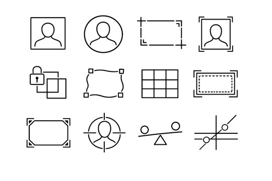 Image safe simple generation thirds round crop lock grid icon mark vector