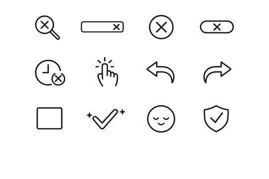 Search erase generation icon confirmation symbol cross stability cleared vector clear simple