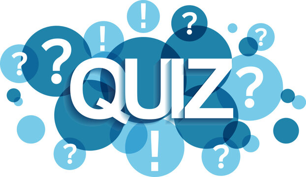 Modern Quiz Typography Vector, Blue Circle and Question Mark Design for Trivia Apps, Education and Interactive Learning