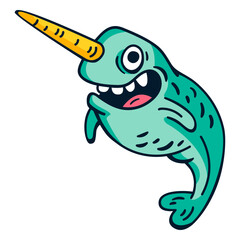Crazy narwhal cartoon © Vexels