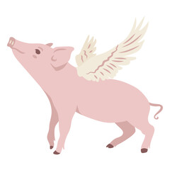 Fototapeta premium Pig with wings flat