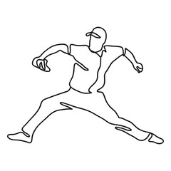 Fototapeta premium Baseball player throwing ball continuous line