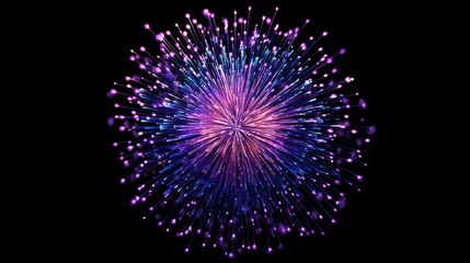 Vibrant fireworks display against black background for celebratory themes