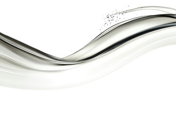 Obraz premium Elegant flowing liquid wave of white and silver with subtle particles against a dark backdrop isolated on transparent background