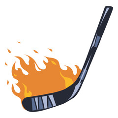 Obraz premium Hockey stick on fire illustration