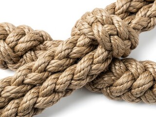 Intricate twisted rope knots isolated on white background