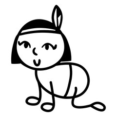 Native american baby girl doodle