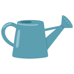 Metal watering can or pot isolated on white background. Modern gardening tool or agricultural implement used in horticulture and plant cultivation. © Алла Машичева