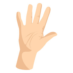 Raised open hand semi flat hand sign