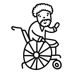 Obraz premium Old man in wheelchair character