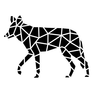 Walking cut out polygonal wolf