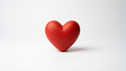 Vibrant 3D red heart icon with a smooth matte finish isolated on a clean white background.