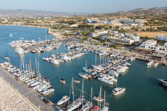 Latchi harbor view showing boats, yachts, and marina in Polis, Paphos District, Cyprus