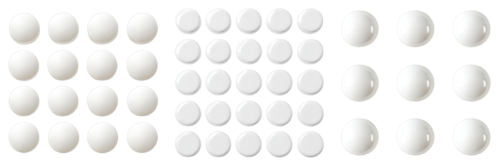 A minimalist and clean view of multiple pills. The arrangement of tablets emphasizes the concept of health and wellness, showcasing the potential of medicine. 