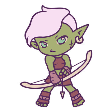 Chibi orc warrior girl archer