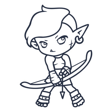 Chibi orc girl archer stroke