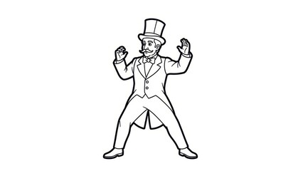 Obraz premium Vintage Gentleman Circus Ringmaster Top Hat Tuxedo Dancing