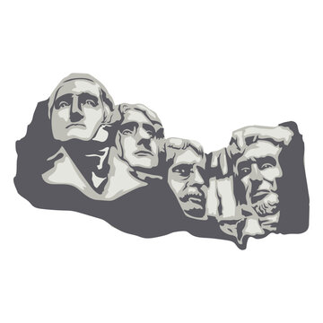 Mount Rushmore american sculptures semi flat