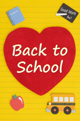 Back to School education concept with heart and lined paper