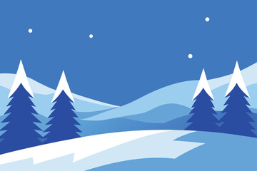 Snow Dusted Pine Hills Under Winter Sky