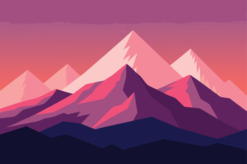 Snow Covered Mountain Range With Alpenglow