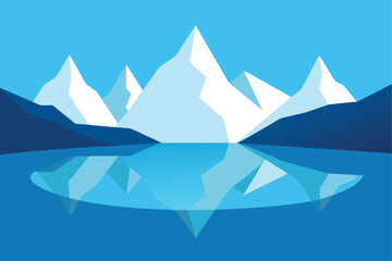 Glacial Lake Surrounded By Icy Mountain Peaks