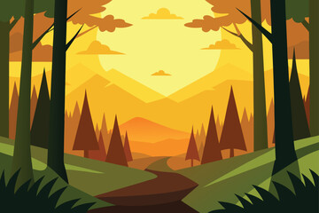 Forest Clearing With Golden Hour Sunlight