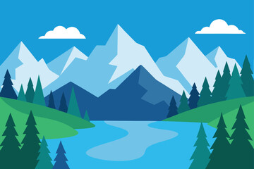 Alpine Lake Surrounded By Evergreen Forest