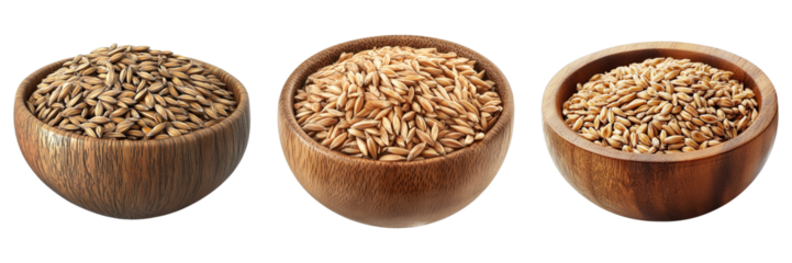 Various types of grain seeds are displayed in a wooden bowl. This image is a great depiction of healthy food. 