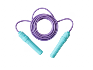 Purple and teal jump rope for fitness training