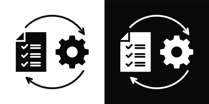 Operational Shift Icon White And Black Background Style