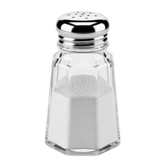 Clear glass salt shaker with metal lid