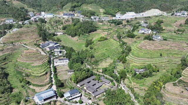 Ankang Shaanxi Terraced Farmland Aerial View