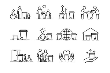 Calm members mindful range trash adjust vector all accessibility icon consideration bin